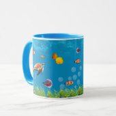 Mug Chasse au trésor sous-marin Sirène Imaginaire bleu (Devant gauche)