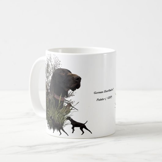 Mug Chasse aux oiseaux, Pointeur allemand à cheveux co (Devant gauche)