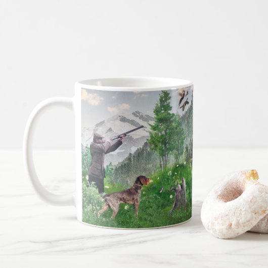 Mug Chasse avec Allemand À poils durs Pointer Tapestry (Avec donut)