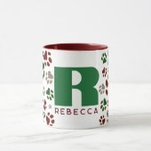 Mug Chasse de monogramme à mâchoire de chien de Noël B (Centre)