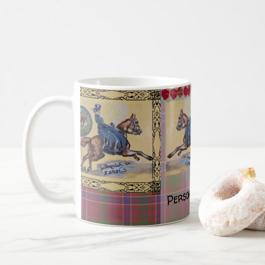 Mug Chasse vintage femme sur cheval galopant (Avec donut)