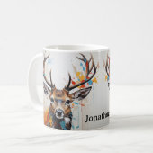 Mug Chasseur de cerf au buck à l'aquarelle (Devant gauche)