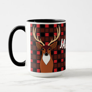 Mug Chasseur de cerfs Antlers Plaid Personnalisé