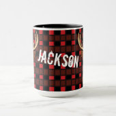 Mug Chasseur de cerfs Antlers Plaid Personnalisé (Centre)