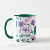 Mug Chasseur de violet Aquarelle tropicale Fleurs Mono (Gauche)