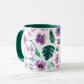 Mug Chasseur de violet Aquarelle tropicale Fleurs Mono (Devant gauche)