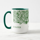 Mug Chasseur Élégant Paisley Vert Et Blanc (Gauche)