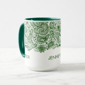 Mug Chasseur Élégant Paisley Vert Et Blanc (Devant gauche)