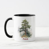 Mug Chasseur mignon vert aquarelle pins Noël (Gauche)