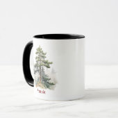 Mug Chasseur mignon vert aquarelle pins Noël (Devant gauche)