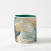Mug Chasseur vert avec bordure dorée Abstraite (Centre)