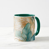 Mug Chasseur vert avec bordure dorée Abstraite (Devant droit)