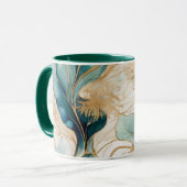 Mug Chasseur vert avec bordure dorée Abstraite (Devant gauche)