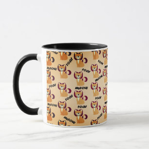 Mug Chat à cheveux en tigre sur la couleur de la pêche