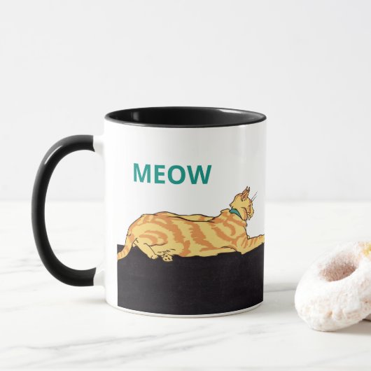 Mug Chat à gingembre rayé MEOW (Avec donut)