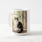 Mug Chat à l'aquarelle, Fleurs et Poème (Devant gauche)