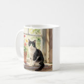Mug Chat à l'aquarelle, Fleurs et Poème (Devant gauche)
