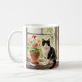 Mug Chat à l'aquarelle, Fleurs et Poème (Gauche)