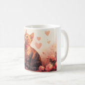 Mug Chat Abyssin avec des Roses - Saint-Valentin (Devant droit)