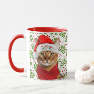 Mug Chat Abyssin dans un chapeau de Père Noël avec Noë