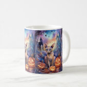 Mug Chat abyssin d'Halloween avec citrouilles effrayan (Devant droit)