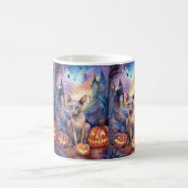 Mug Chat abyssin d'Halloween avec citrouilles effrayan (Centre)