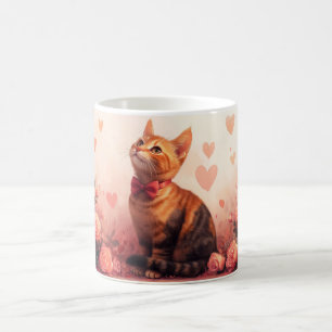 Mug Chat abyssinien avec Rose - Saint Valentin