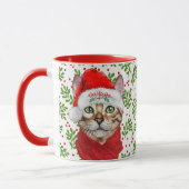 Mug Chat abyssinien dans un chapeau de Père Noël avec  (Gauche)