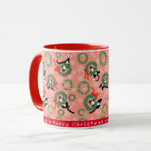Mug Chat amusant et couronne de Noël (Devant gauche)