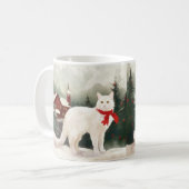 Mug Chat angora turc à Noël sous la neige (Devant gauche)
