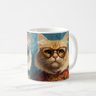 Mug Chat angora turc avec rose de cœur pour la Saint-V