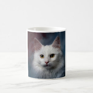 Mug Chat angora turc blanc rouge bleu