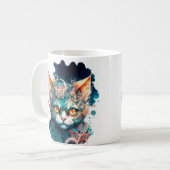 Mug Chat aquarelle de style steampunk (Devant gauche)
