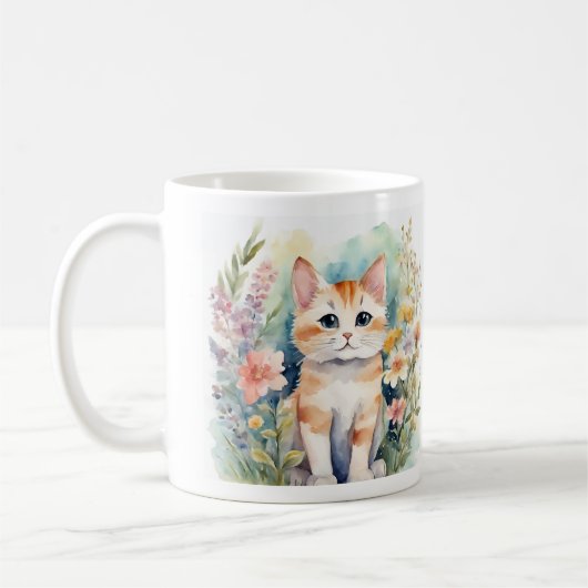 Mug chat aquarelle mignon (Gauche)