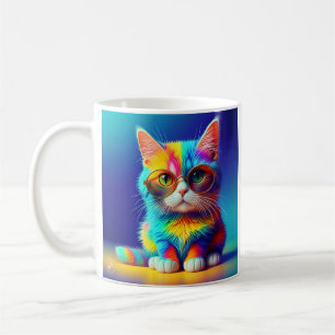 Mug Chat Arc-en-Ciel avec Lunettes Portrait-47567
