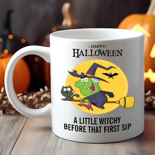 Mug Chat au balai de sorcière Halloween