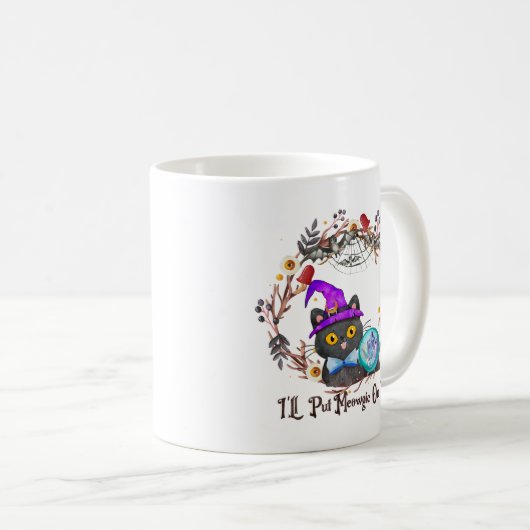 Mug Chat aux sorcières mignonne et Punny (Devant droit)