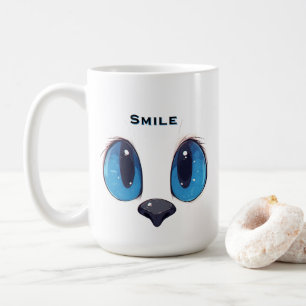 Mug Chat aux yeux bleus adorable design visage de chat