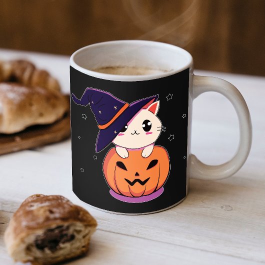 Mug Chat avec chapeau de sorcière dans la citrouille d