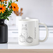 Mug Chat Avec Citrouille Ligne De Chute Minimale Art E