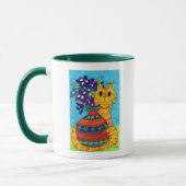 Mug Chat avec des iris dans le vase de Talavera (Gauche)