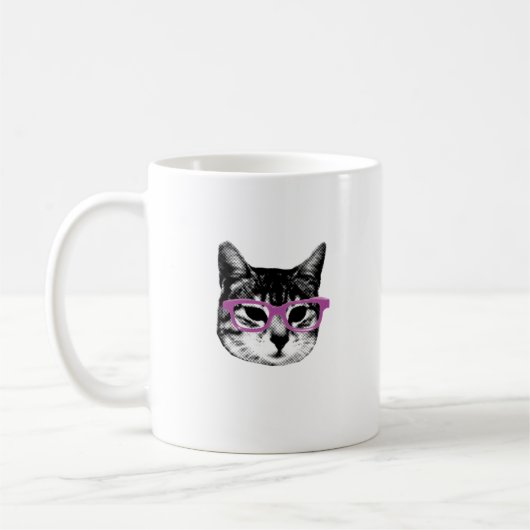 Mug Chat avec des verres (Gauche)