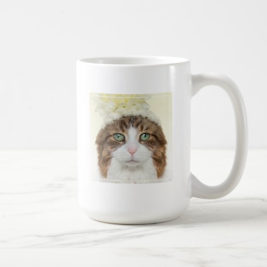 Mug Chat avec le casquette de fleur (Droite)