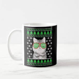Mug Chat avec lunettes de soleil Douille de Noël moche