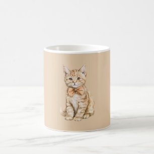 Mug Chat avec nœud papillon pêche