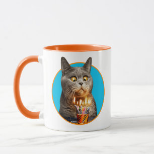 Mug Chat avec verre d'anniversaire