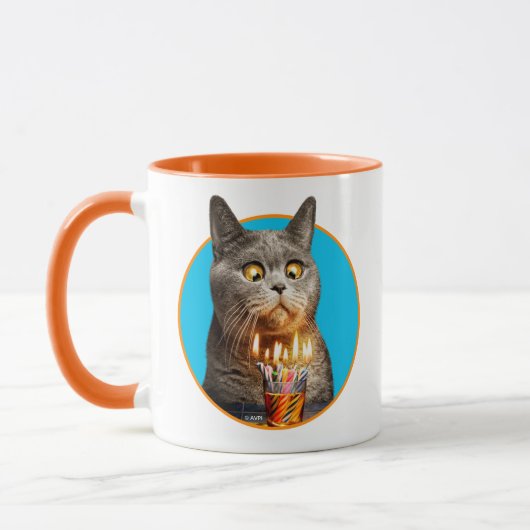 Mug Chat avec verre d'anniversaire (Gauche)