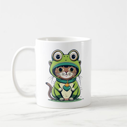 Mug Chat bébé mignon avec Casquette de grenouille (Gauche)