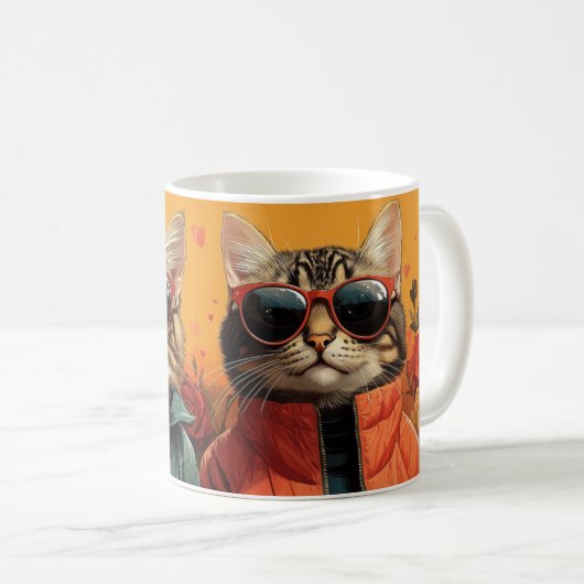 Mug Chat Bengal avec des roses en forme de cœur pour l (Devant droit)