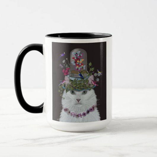 Mug Chat blanc avec cloche papillon (Gauche)
